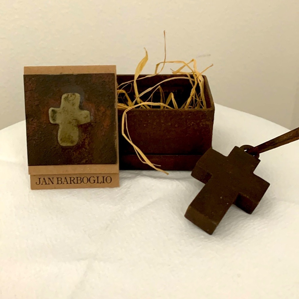Vintage Jan Barboglio Handwrought House Blessing Box with Cross